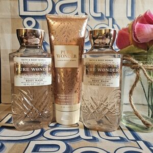 NWT Bath & Body Works Pure Wonder 3-piece Set - Gold and White